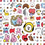 100pcs Cartoon BTS Stickers for Water Bottle,Vinyl Waterproof BT21 Stickers for Laptop,Bumper,Skateboard,Water Bottles,Computer,Phone,Sticker for Kids Teens Adult